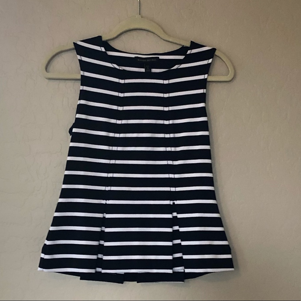 Banana Republic Navy Stripe Sleeveless Peplum Top